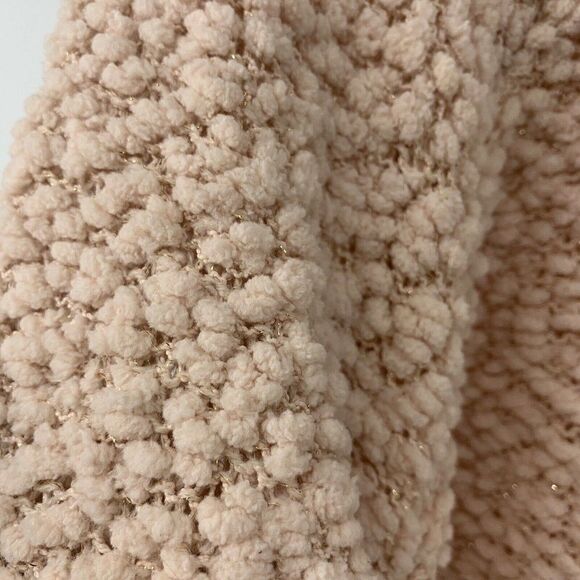 Popcorn Knit Sweater Pink Shimmer Bow Keyhole Lrg - Picture 3 of 5